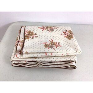 Vintage Large Mid Century Tablecloth Floral Brown Print 84 X 70
